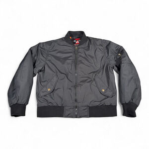 Spire by Galaxy Jacket Adult LARGE Black Quilted Orange Lined Bomber Flight